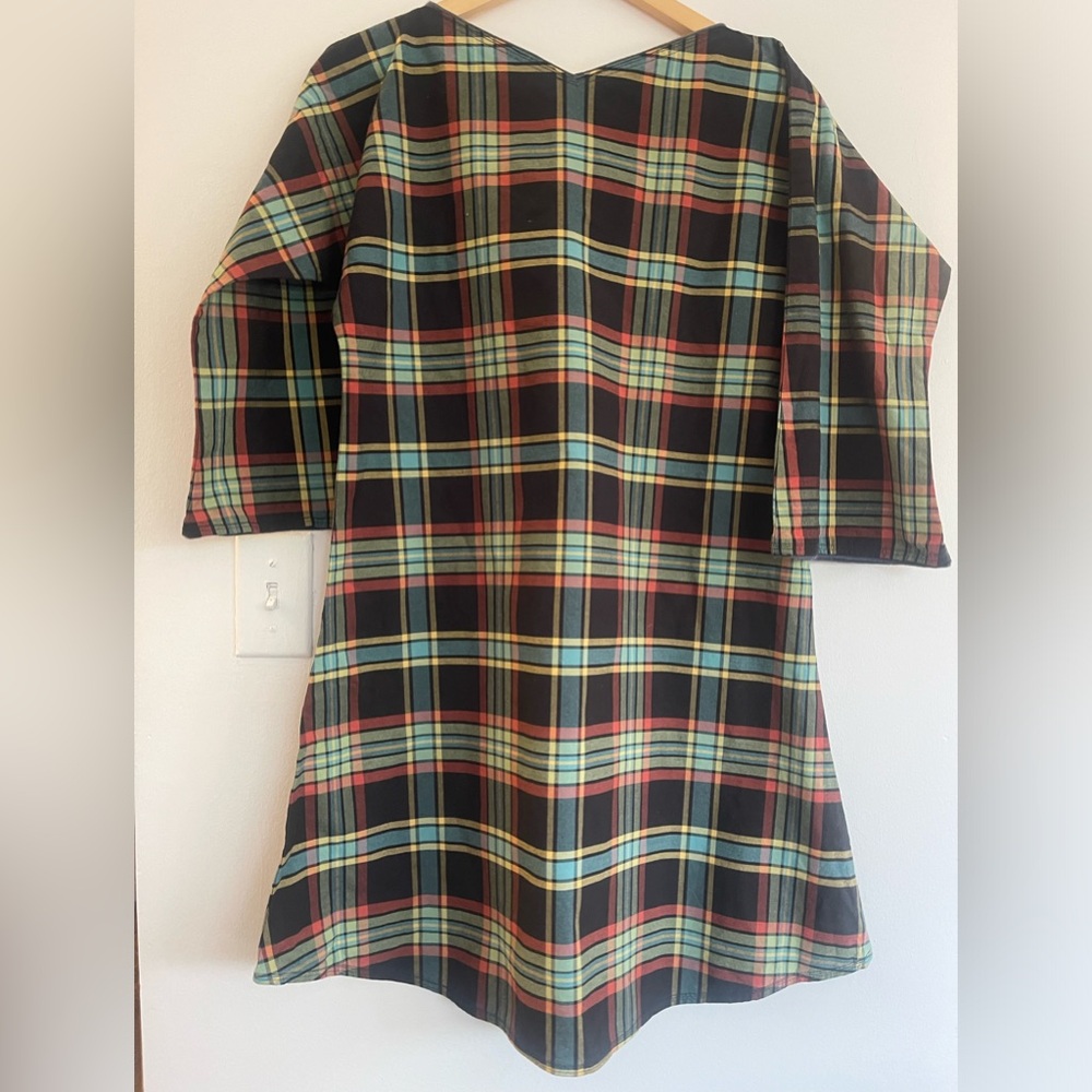 Vintage A-Line Mini Dress Checkerboard (Grey, Green, Orange)